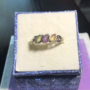 Citrine, Amethyst, Peridot heart band ring